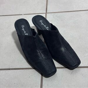 Diego‎ Di Lucca Women Black Leather Mules with Heel, made in Brazil size 8.5
